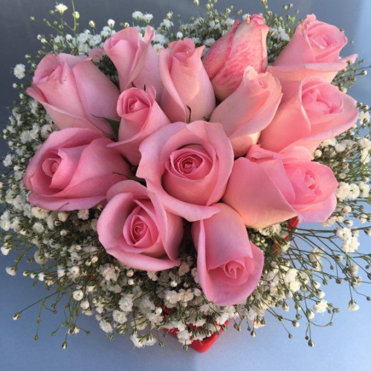"Pembe Star"  Kalp Kutuda 9 Pembe Gül