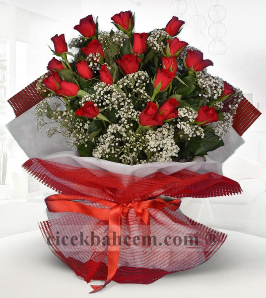 21 Adet Kırmızı Gül Buketi