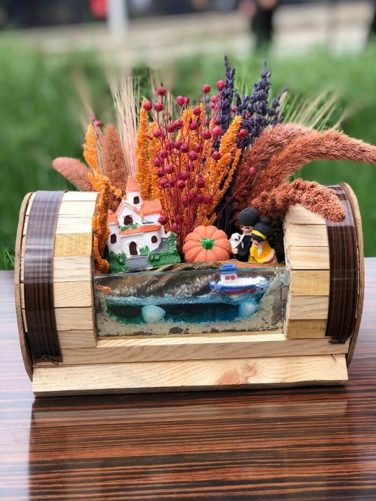 Ahşap Objeli Teraryum, Anneler Gününe Özel