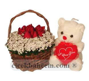 Ayıcıklı Gül Sepeti 