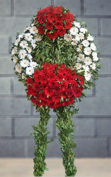 Kırmızı ve Beyaz Gerbera'dan Cenaze Merasim Çiçekleri