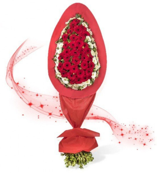 Açılış & Düğün Çiçeği - Ayaklı Sepet Beyaz Gerbera Çiçekleri 