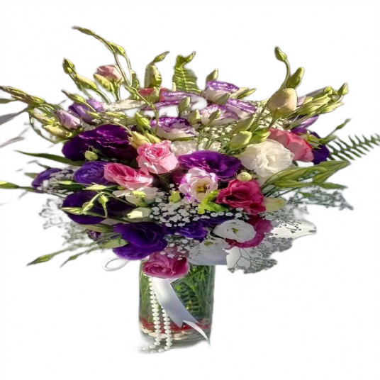 Cam Vazoda Renkli Lisyantus - cicekbahcem.com