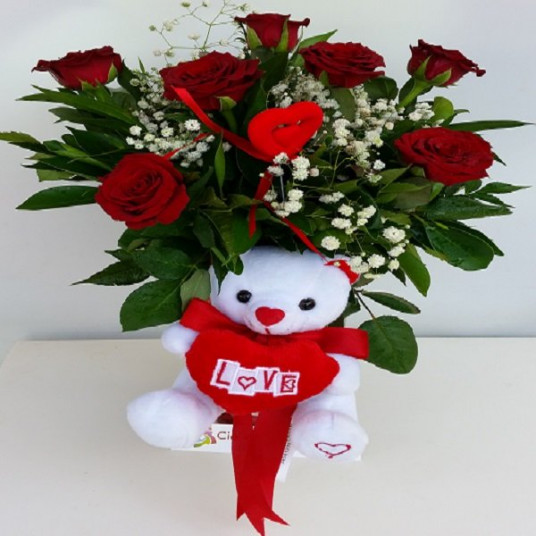 Canım Sevgilime Oyuncak ve Kırmızı Gül