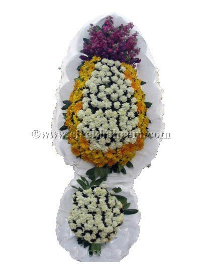 Ayaklı Sepet : Beyaz Karanfil Sarı Gerbera Hazırlanmış Düğün, Nikah ve Açılış Sepeti - cicekbahcem.com