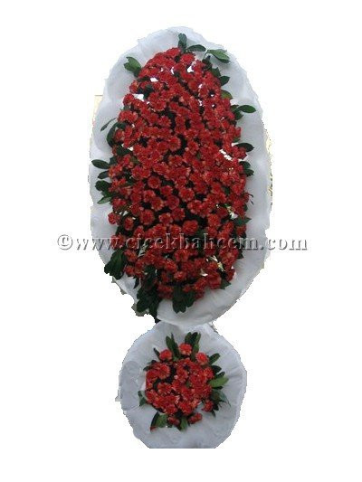 Ayaklı Sepet : Kırmızı Kanfil Çiçekleri İle Tasarlanmış Düğün, Nikah ve Açılış Sepeti