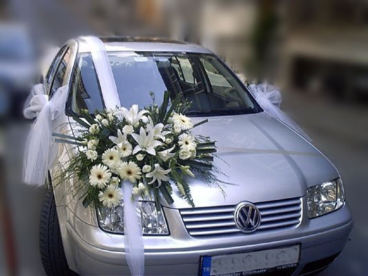 Gelin Arabası Süslemesi Beyaz Gelin