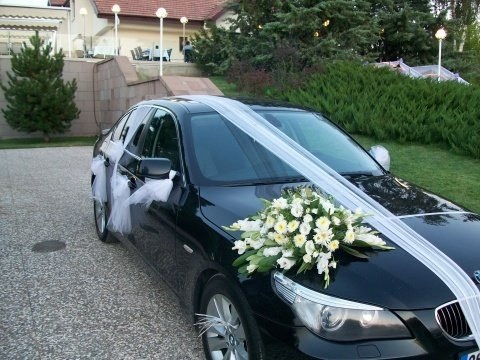 Düğün Arabası Süsleme Beyaz Çiçek ve Tül