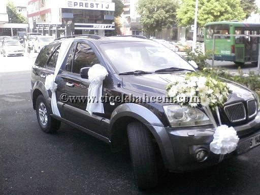 Gelin Arabası Süsleme, Beyaz Gerbera 