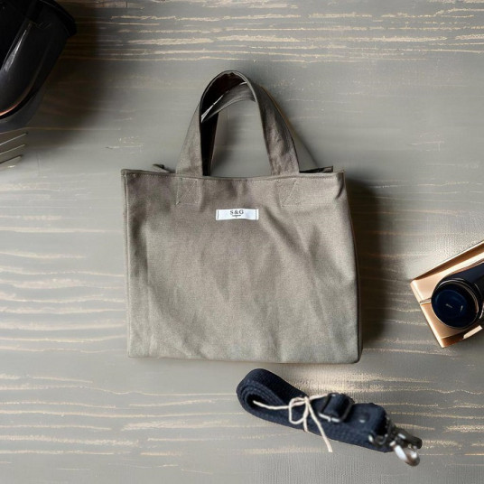 Haki Renk Astarlı İç Cepli Kanvas Çanta