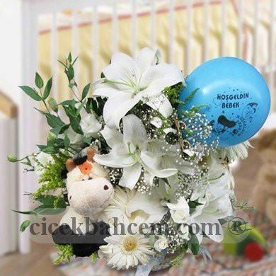 Hoşgeldin Bebek, Koklu Lİlyum ve Sevimli Oyuncak Aranjmanı