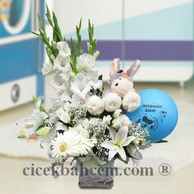 Hoşgeldin Bebek , Mavi Balon ve Oyuncak Ayı Aranjman