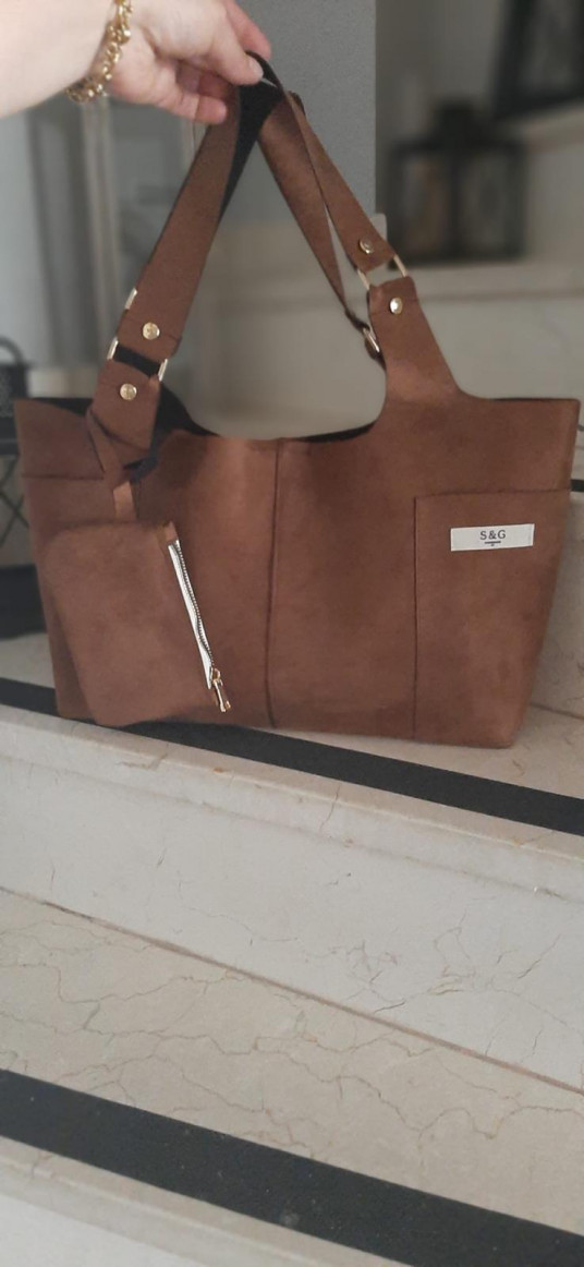 Kahverengi Suni Deri Yavrulu Çanta.