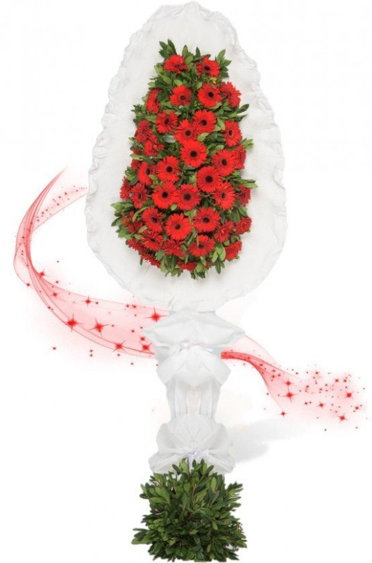 Ayaklı Sepet: Kırmızı Gerbera Çiçekleri Düğün Açılış Çiçeği