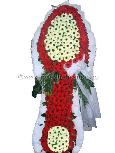 Ayaklı Sepet : Beyaz, Kırmızı Gerbera Çiçekleri İle Tasarlanmış Düğün, Nikah ve Açılış Sepeti