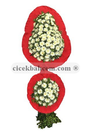 Kırmızı Çerçeveli Beyaz Gerbera İle 2 Katlı Nikah, Düğün, Açılış Sepeti