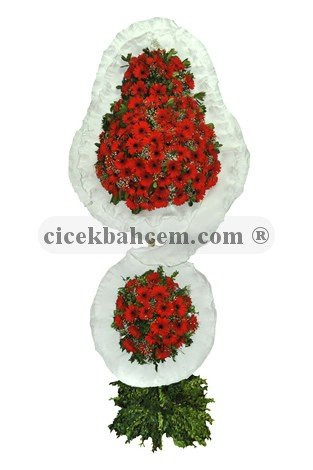 Kırmızı Gerbera ve Beyaz Çerçeveli 2 Katlı Sepet Düğün,Nişan Açılış