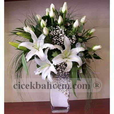Kokulu Beyaz Lilyum, Beyaz Gül Aranjmanı 