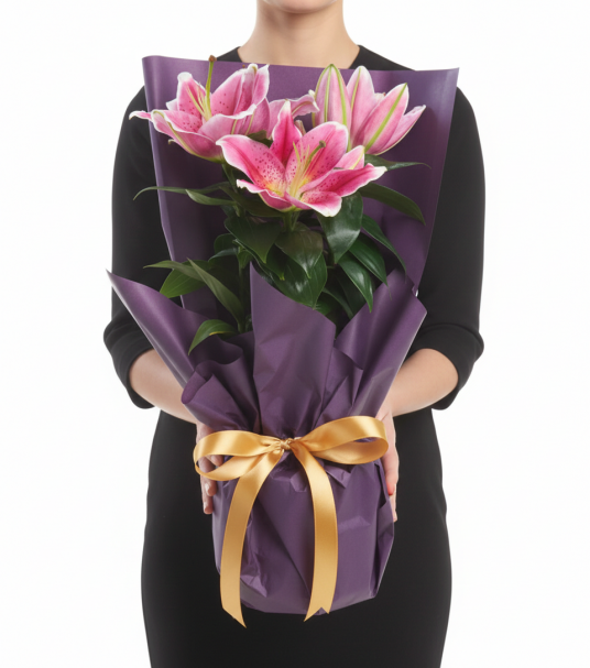 Özel Tasarım Saksıda Mis Kokulu Pembe Lilyum