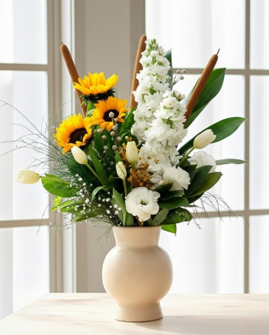 Stone Vase Design  Özel Taş Vazoda Çiçek Tasarımı