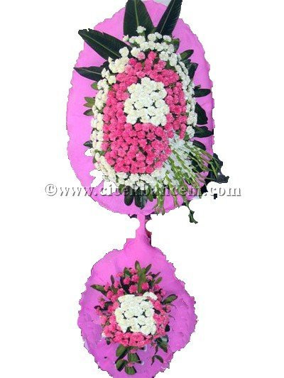 Ayaklı Sepet: Pembe, Beyaz Karanfil Tasarlanmış Düğün, Nikah ve Açılış Sepeti