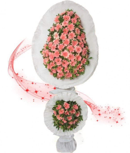 Pembe Gerbera Çiçekleri Ayaklı Sepet, Açılış Düğün Çiçekleri