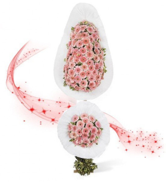 Pembe Gerbera Çiçekleri Ayaklı Açılış Sepeti - Düğün Çiçekleri