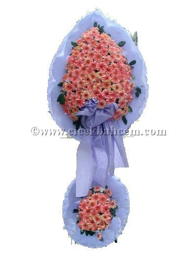 Ayaklı Sepet:Pembelim Pembe Gerbera Tasarlanmış Düğün, Nikah ve Açılış Sepeti