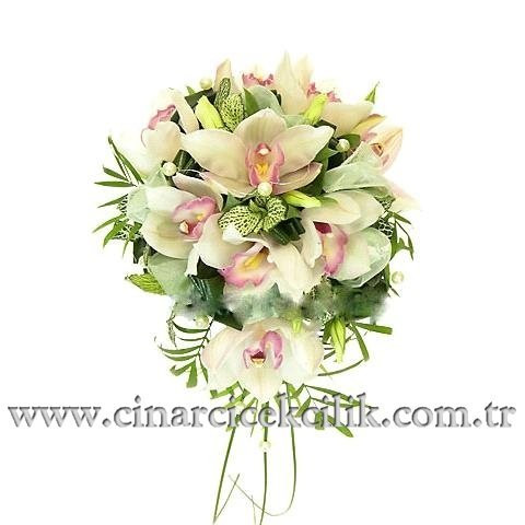 Beyaz Orkide Gelin Eli Buketi