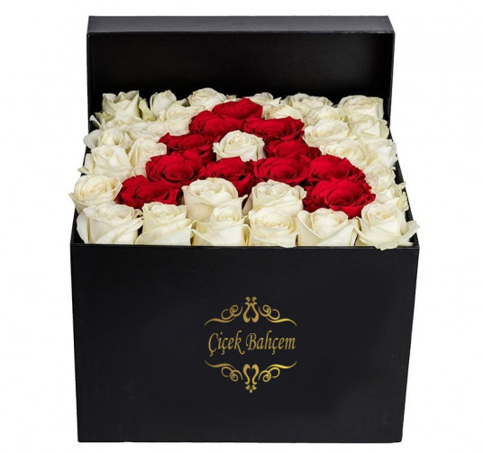 Kutu İçinde Harf Kırmızı Gül