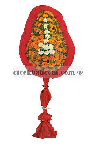 Tek Katlı Turuncu ve Beyaz Gerbera Sepeti Nikah, Düğün, Açılış Sepeti 