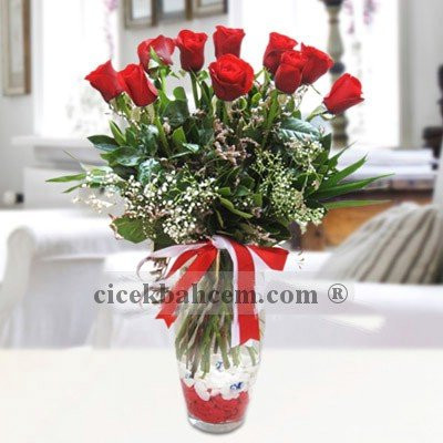 Vazoda 11 Kırmızı Gül