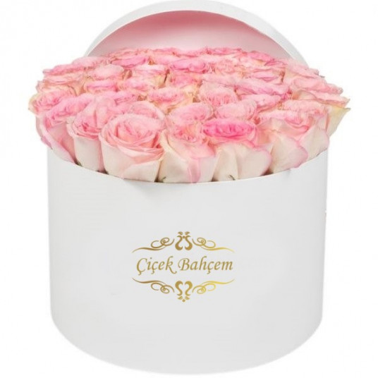 Yuvarlak Beyaz Kutuda 35 Yavru Ağzı Gül