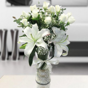 15 Adet Beyaz Gül, Kokulu Lilyum