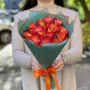 15 Adet Portakal Rengi Gül Buketi