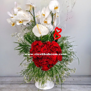 "Kalbim Yanında Atsın" 25 Adet Gül & Orkide