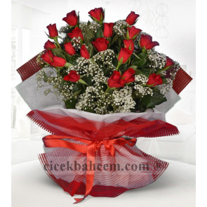 21 Adet Kırmızı Gül Buketi