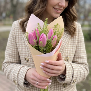 5 Adet Pembe Lale Buketi - Zarif Dokunuş