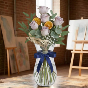 5 adet taze lila gül