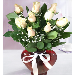 Kalp Vazoda 9 Somon Renki Gül™