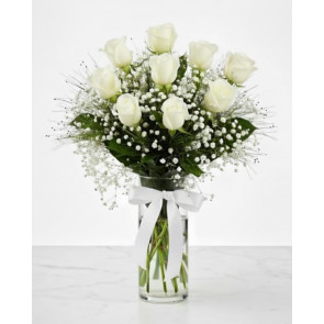 9 Adet Beyaz Gülün Aranjmanı Seni Seviyorum