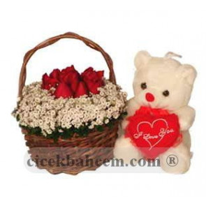 Ayıcıklı Gül Sepeti 