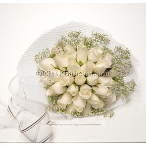 Beyaz Bulut Beyaz Gül Gelin Buketi