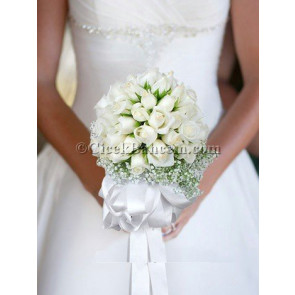 Beyaz Gul Gelin Buketi