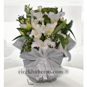 Beyaz Lilyum Buketi SA440