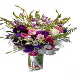 Cam Vazoda Renkli Lisyantus - cicekbahcem.com