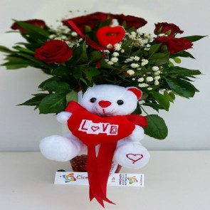 Canım Sevgilime Oyuncak ve Kırmızı Gül