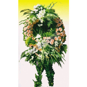 Cenaze Çelenkleri Turncu ve Beyaz Çiçek Ağırlıklı Tasarım