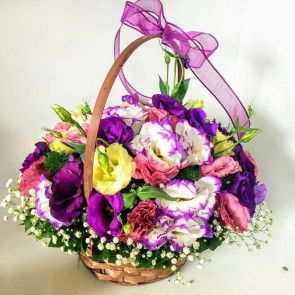Çiçek Sepeti Lisyantus Sepet İçerisinde