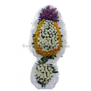 Ayaklı Sepet : Beyaz Karanfil Sarı Gerbera Hazırlanmış Düğün, Nikah ve Açılış Sepeti - cicekbahcem.com